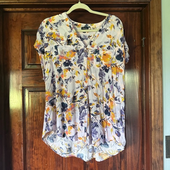 Torrid Floral Blouse - Purple and Yellow - Picture 1 of 3